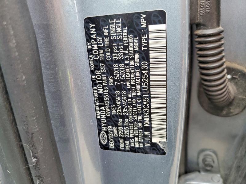 61137566 :رقم المزاد ، KM8K3CA51LU525430 vin ، 2020 Hyundai Kona مزاد بيع
