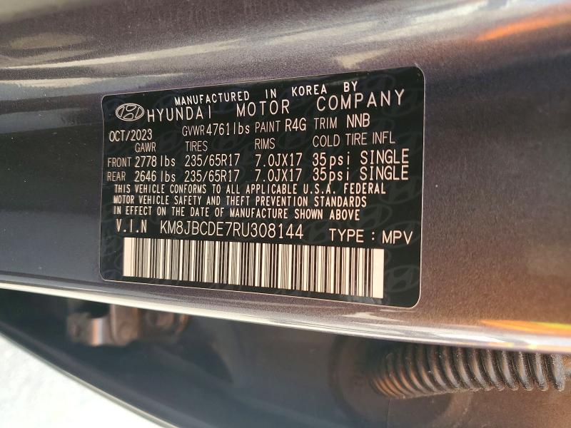 Продажа на аукционе авто 2024 Hyundai Tucson, vin: KM8JBCDE7RU308144, номер лота: 59974936