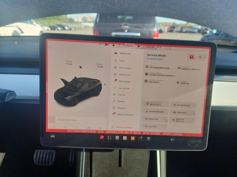 61110286 :رقم المزاد ، 5YJYGDEF2MF121638 vin ، 2021 Tesla Model Y مزاد بيع