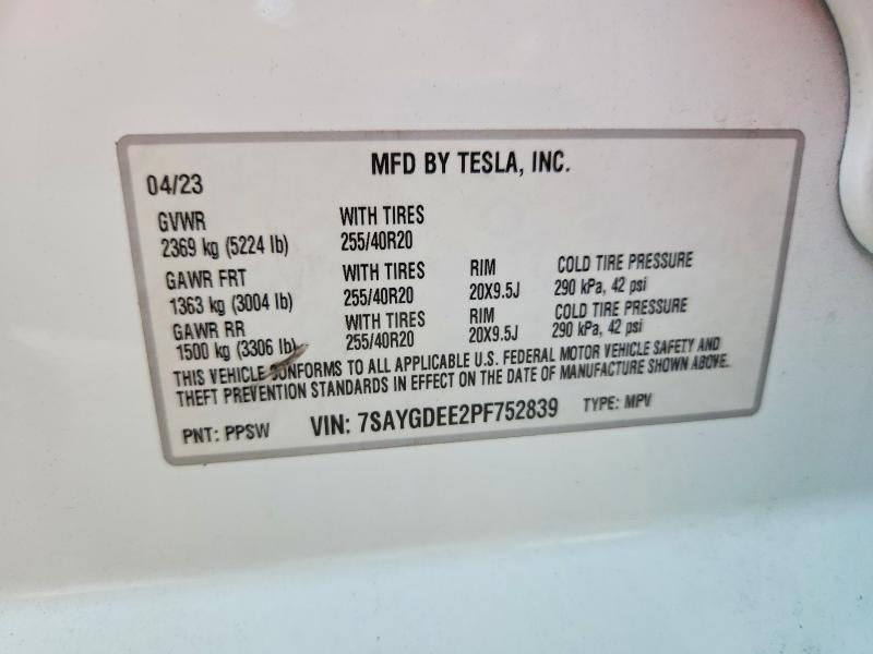 Aukcja sprzedaży 2023 Tesla Model Y, vin: 7SAYGDEE2PF752839, numer aukcji: 62505146
