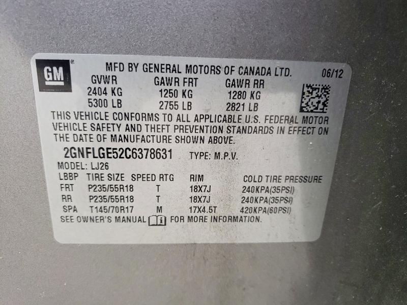 Продажа на аукционе авто 2012 Chevrolet Equinox, vin: 2GNFLGE52C6378631, номер лота: 61592236