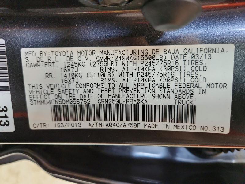 2013 Toyota Tacoma მანქანა იყიდება აუქციონზე, vin: 3TMMU4FN5DM056762, აუქციონის ნომერი: 59876986