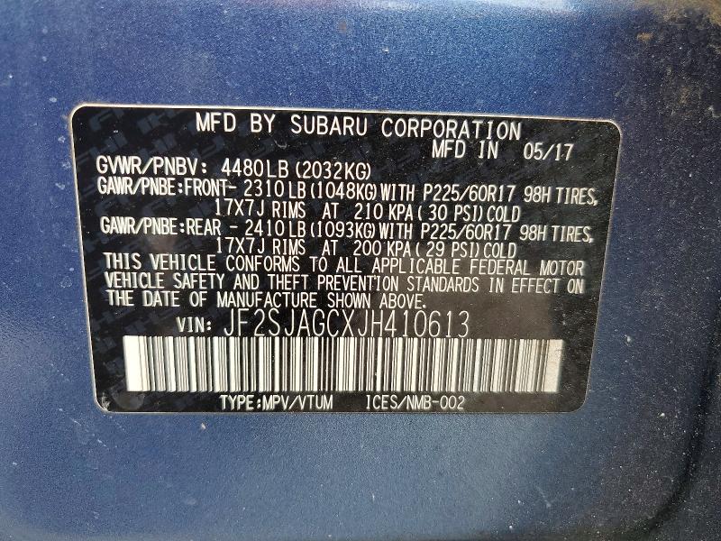Продажа на аукционе авто 2018 Subaru Forester, vin: JF2SJAGCXJH410613, номер лота: 60548286