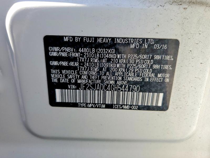 Aukcja sprzedaży 2016 Subaru Forester, vin: JF2SJADC4GH544790, numer aukcji: 61080756