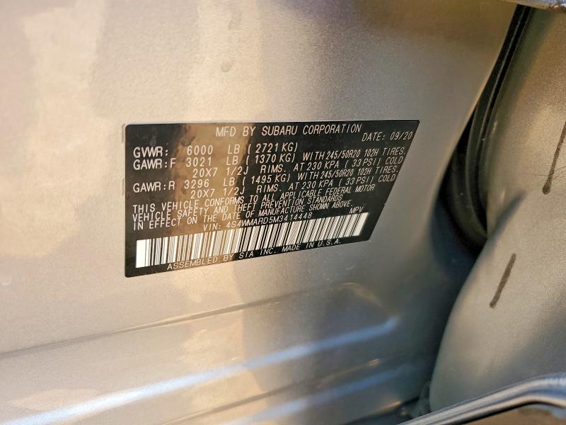 Продаж на аукціоні авто 2021 Subaru Ascent, vin: 4S4WMARD5M3414448, номер лоту: 85628155