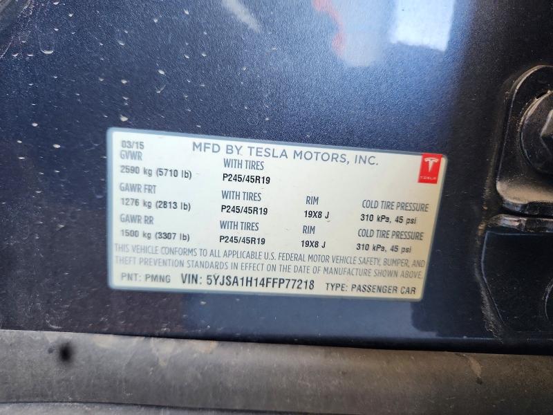 59602466 :رقم المزاد ، 5YJSA1H14FFP77218 vin ، 2015 Tesla Model S مزاد بيع
