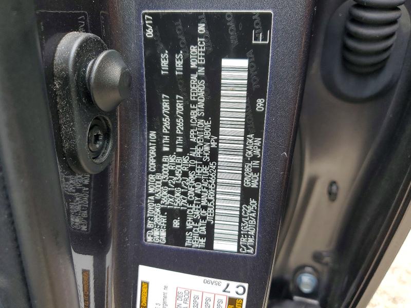 59382106 :رقم المزاد ، JTEBU5JRXH5466245 vin ، 2017 Toyota 4runner مزاد بيع