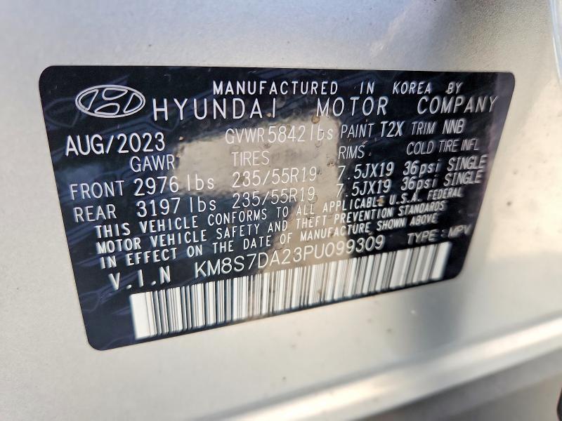 60813516 :رقم المزاد ، KM8S7DA23PU099309 vin ، 2023 Hyundai Santa Fe مزاد بيع
