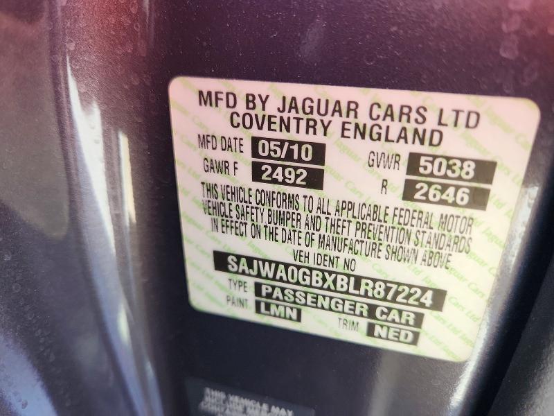 2011 Jaguar Xf მანქანა იყიდება აუქციონზე, vin: SAJWA0GBXBLR87224, აუქციონის ნომერი: 63407036