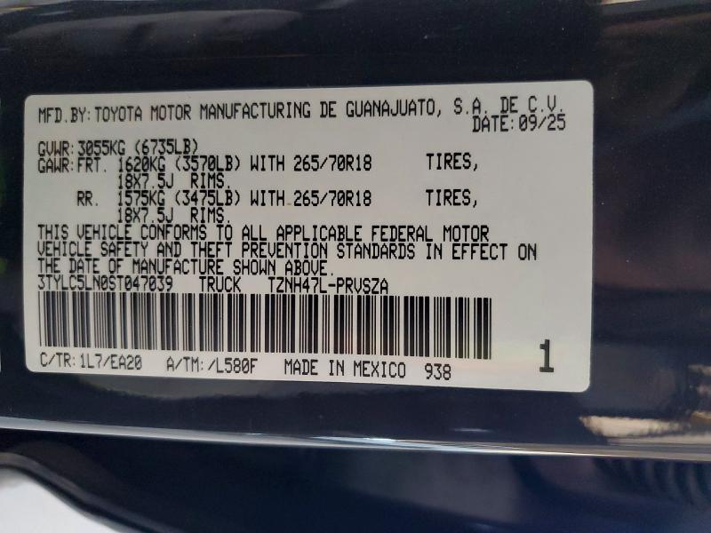 Продаж на аукціоні авто 2025 Toyota Tacoma, vin: 3TYLC5LN0ST047039, номер лоту: 59658896