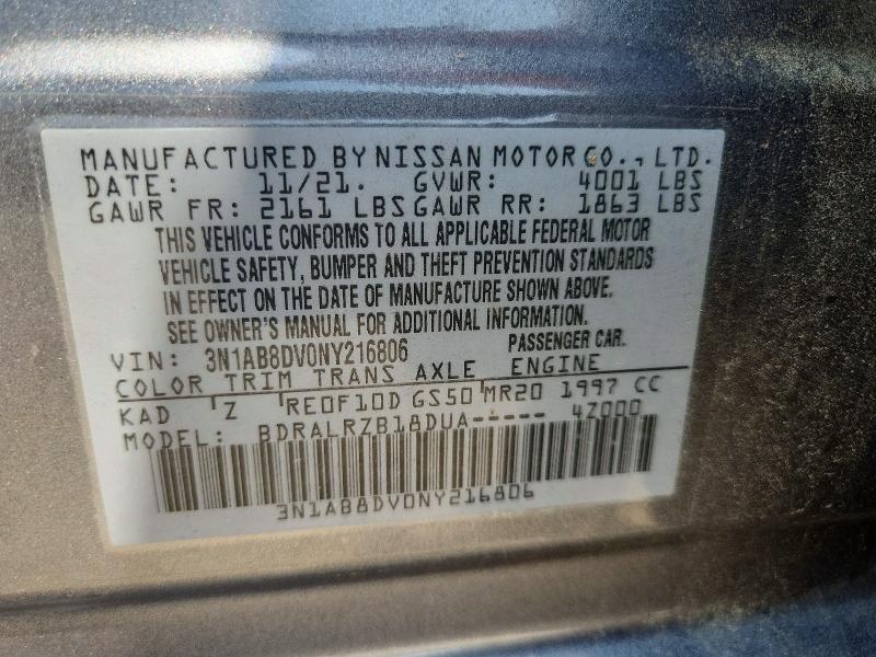 Продаж на аукціоні авто 2022 Nissan Sentra, vin: 3N1AB8DV0NY216806, номер лоту: 58432906