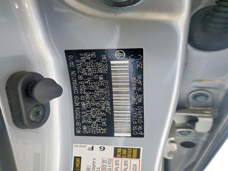 60069526 :رقم المزاد ، JTDKARFU1G3016141 vin ، 2016 Toyota Prius مزاد بيع