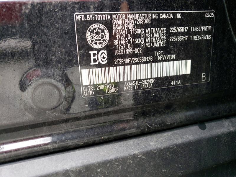 60135716 :رقم المزاد ، 2T3R1RFV2SC560176 vin ، 2025 Toyota Rav4 مزاد بيع