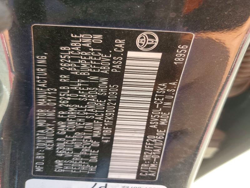 Продажа на аукционе авто 2013 Toyota Camry, vin: 4T1BF1FK9DU210905, номер лота: 59864296