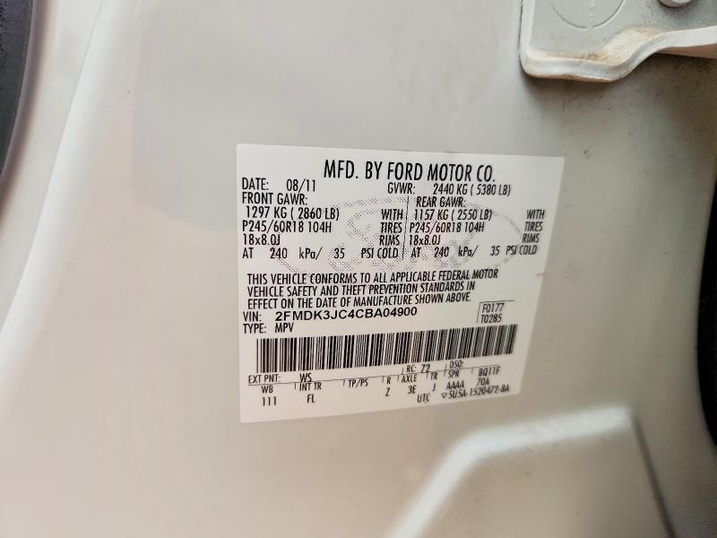 2012 Ford Edge მანქანა იყიდება აუქციონზე, vin: 2FMDK3JC4CBA04900, აუქციონის ნომერი: 62497236