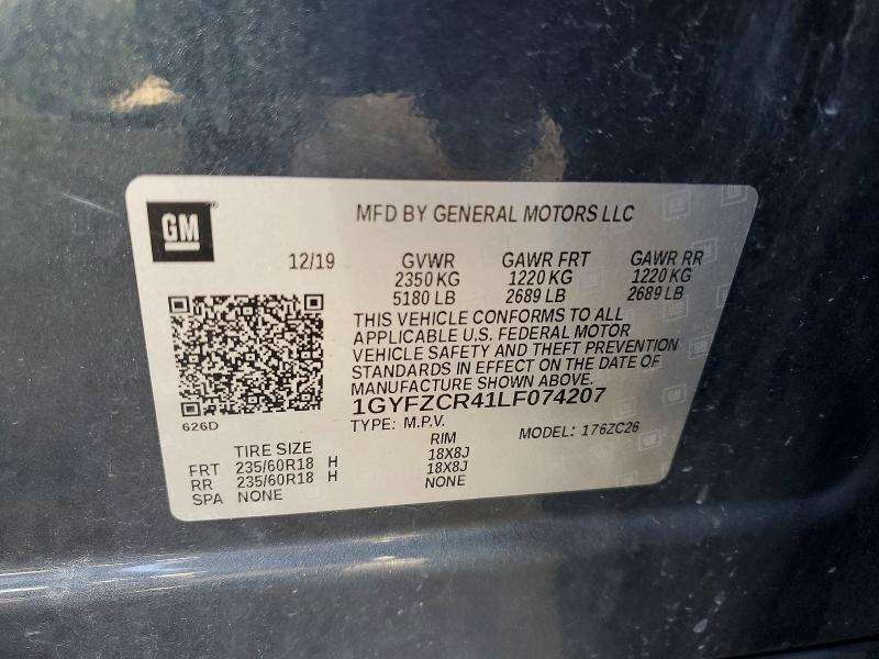 59141756 :رقم المزاد ، 1GYFZCR41LF074207 vin ، 2020 Cadillac Xt4 مزاد بيع