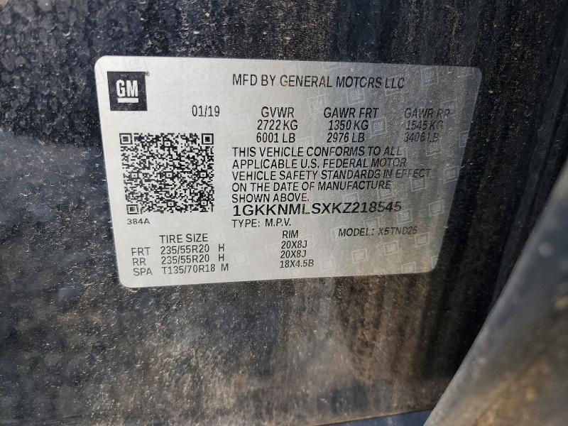 Продаж на аукціоні авто 2019 Gmc Acadia, vin: 1GKKNMLSXKZ218545, номер лоту: 60798236