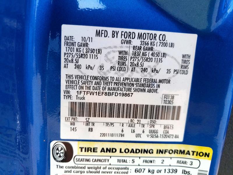 Aukcja sprzedaży 2011 Ford F150, vin: 1FTFW1EF8BFD19867, numer aukcji: 58878366