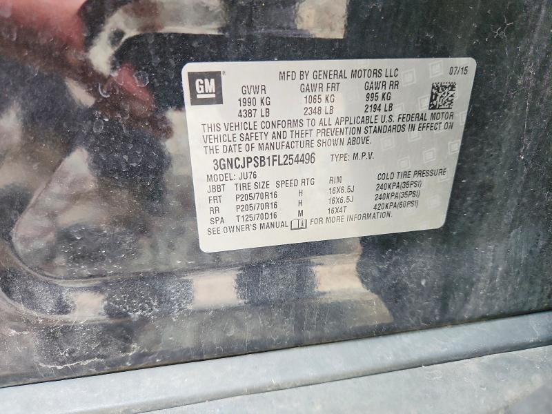 Продаж на аукціоні авто 2015 Chevrolet Trax, vin: 3GNCJPSB1FL254496, номер лоту: 62098096