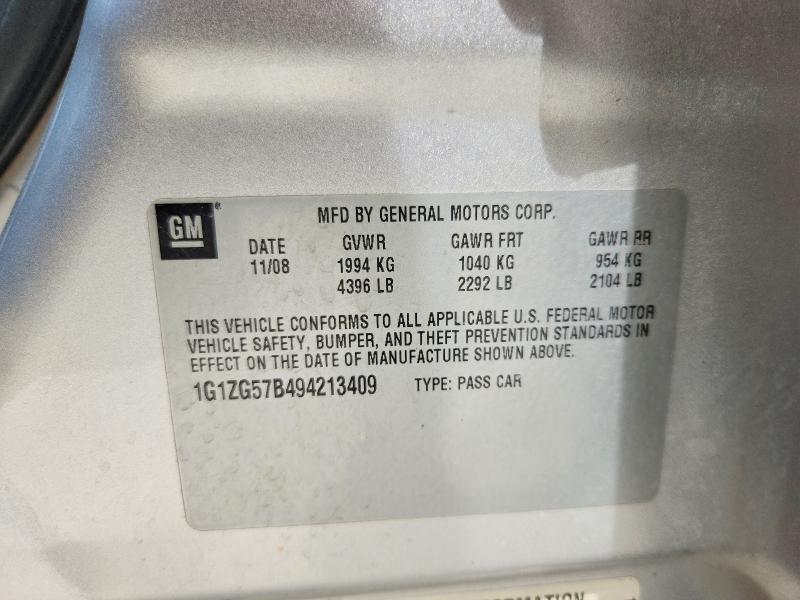 60619616 :رقم المزاد ، 1G1ZG57B494213409 vin ، 2009 Chevrolet Malibu مزاد بيع