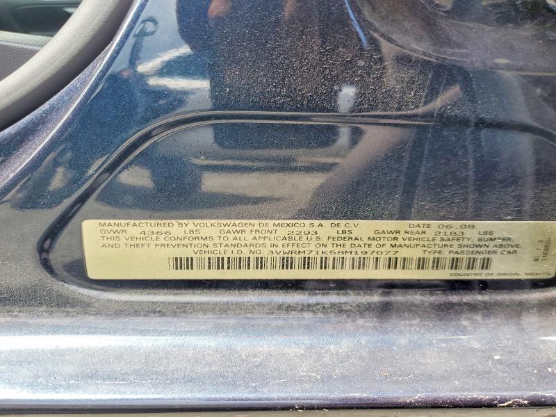 59647186 :رقم المزاد ، 3VWRM71K58M197077 vin ، 2008 Volkswagen Jetta مزاد بيع