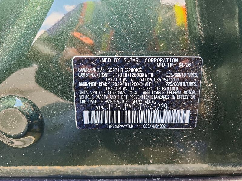 Продажа на аукционе авто 2026 Subaru Outback, vin: JF2BUPAD6TY545229, номер лота: 59980486