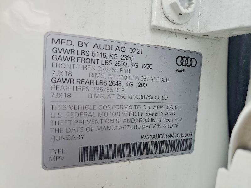 Продаж на аукціоні авто 2021 Audi Q3, vin: WA1AUCF35M1089358, номер лоту: 62619706