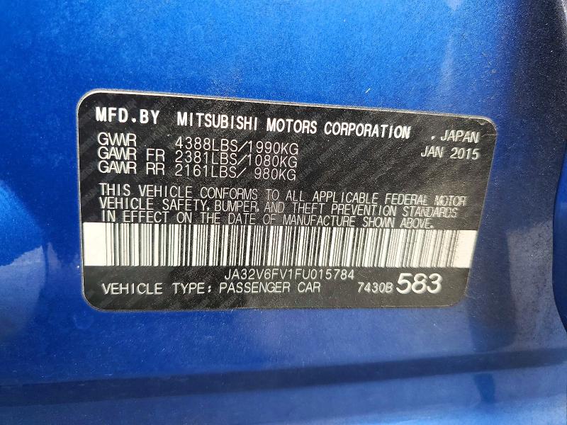 Auction sale of the 2015 Mitsubishi Lancer, vin: JA32V6FV1FU015784, lot number: 60814596