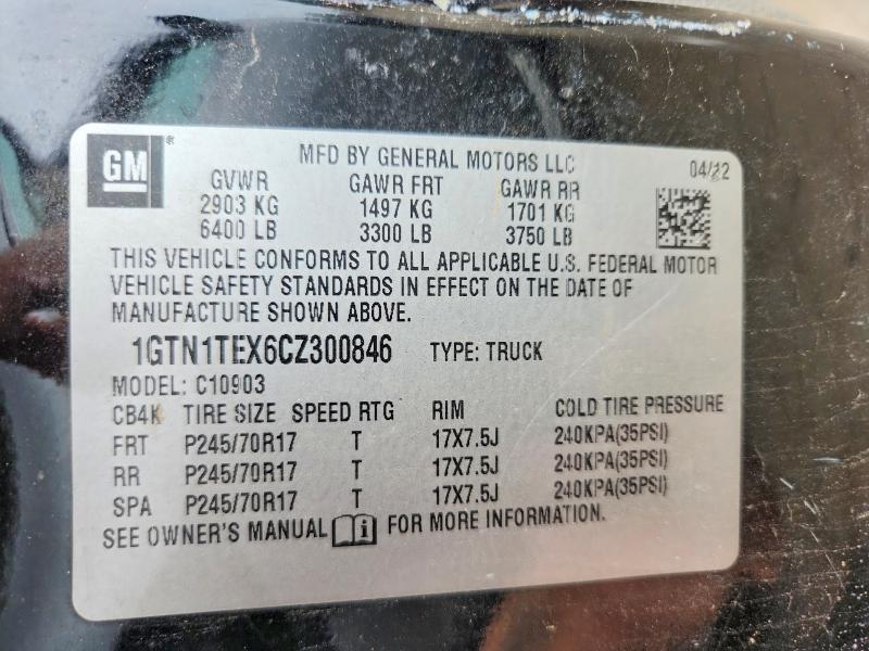 61101006 :رقم المزاد ، 1GTN1TEX6CZ300846 vin ، 2012 Gmc Sierra C3 مزاد بيع