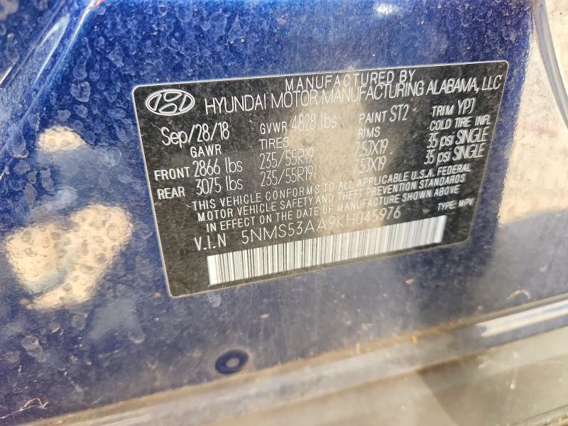Продаж на аукціоні авто 2019 Hyundai Santa Fe, vin: 5NMS53AA9KH045976, номер лоту: 61391616