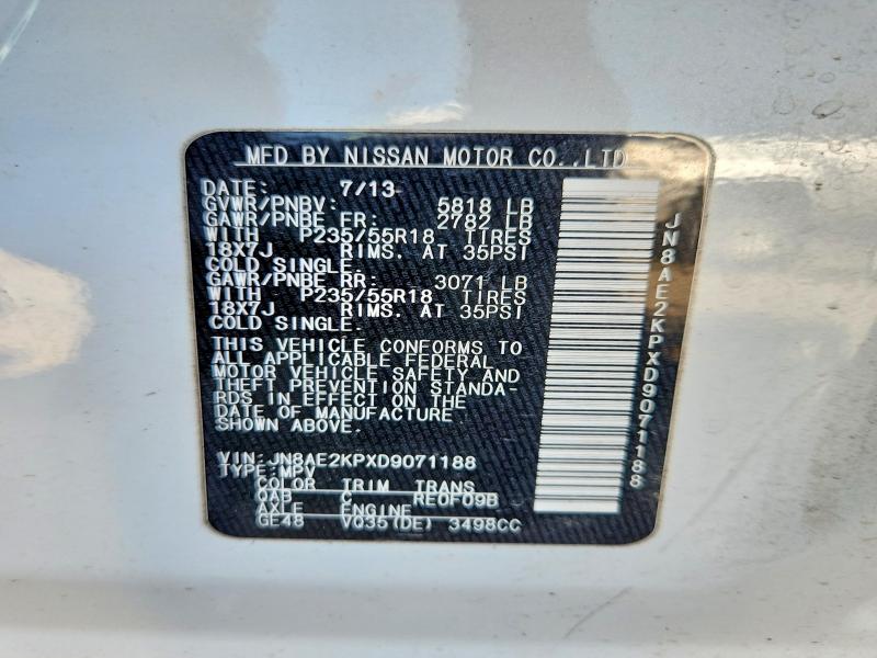 Aukcja sprzedaży 2013 Nissan Quest, vin: JN8AE2KPXD9071188, numer aukcji: 60120336