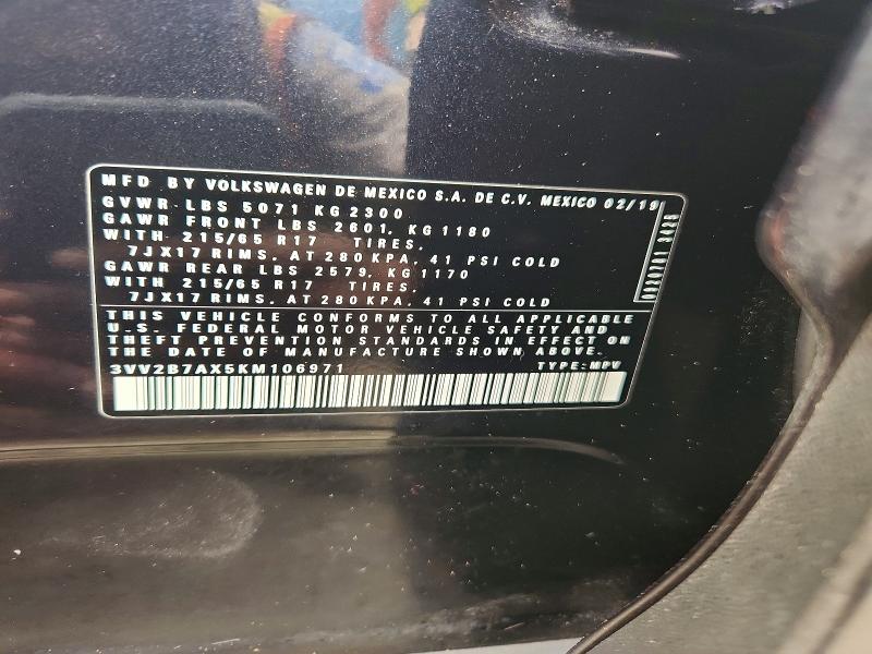 Продажа на аукционе авто 2019 Volkswagen Tiguan, vin: 3VV2B7AX5KM106971, номер лота: 61069906