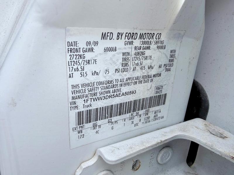 60656036 :رقم المزاد ، 1FTWW3DR5AEA50593 vin ، 2010 Ford F350 مزاد بيع