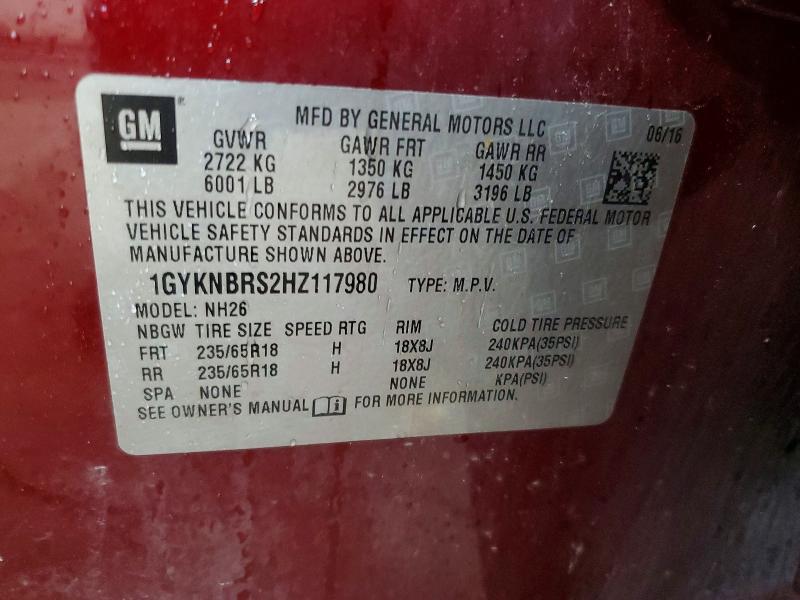 Продаж на аукціоні авто 2017 Cadillac Xt5, vin: 1GYKNBRS2HZ117980, номер лоту: 60472126