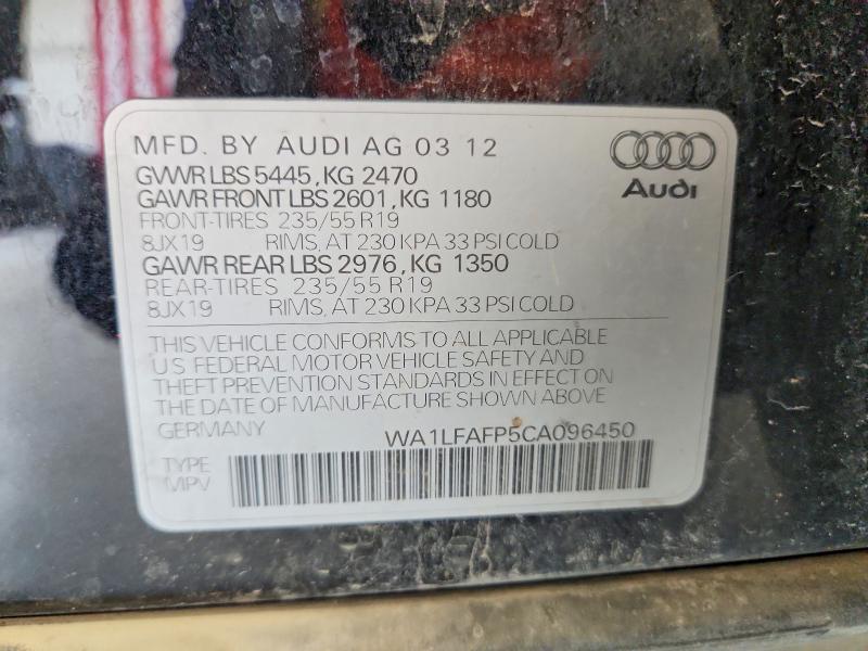 Aukcja sprzedaży 2012 Audi Q5, vin: WA1LFAFP5CA096450, numer aukcji: 61226316