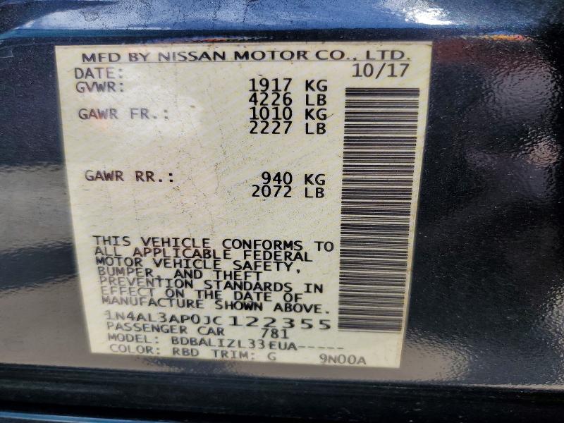 Продажа на аукционе авто 2018 Nissan Altima, vin: 1N4AL3AP0JC122355, номер лота: 61756446