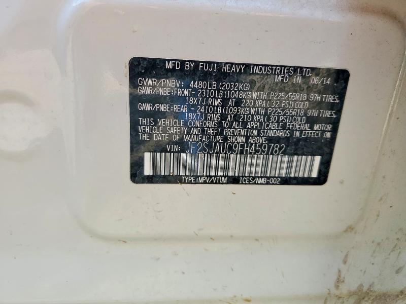 2015 Subaru Forester მანქანა იყიდება აუქციონზე, vin: JF2SJAUC9FH459782, აუქციონის ნომერი: 63486796