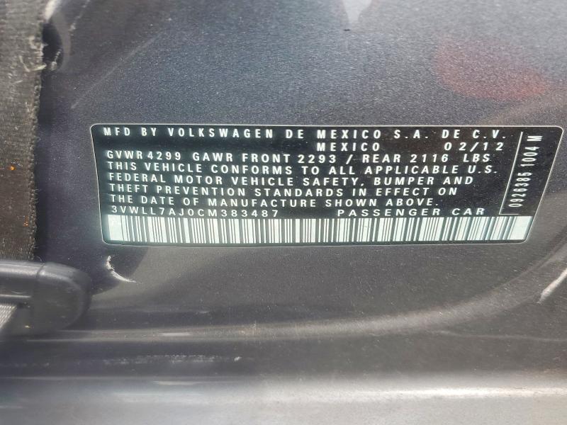 Aukcja sprzedaży 2012 Volkswagen Jetta, vin: 3VWLL7AJ0CM383487, numer aukcji: 59874216