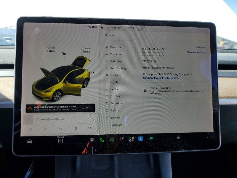 58400176 :رقم المزاد ، 5YJYGDEE9MF160332 vin ، 2021 Tesla Model Y مزاد بيع