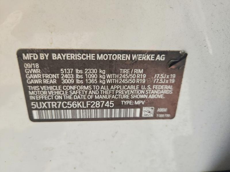Aukcja sprzedaży 2019 Bmw X3, vin: 5UXTR7C56KLF28745, numer aukcji: 60004466