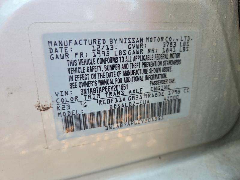 Продажа на аукционе авто 2014 Nissan Sentra, vin: 3N1AB7AP6EY201551, номер лота: 61376026