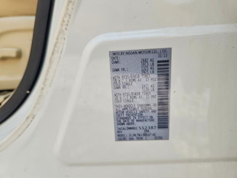 2014 Infiniti Qx60 მანქანა იყიდება აუქციონზე, vin: 5N1AL0MM8EC512387, აუქციონის ნომერი: 62923286