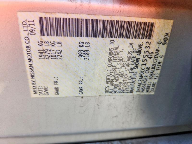 Aukcja sprzedaży 2012 Nissan Altima, vin: 1N4AL2AP0CC155532, numer aukcji: 62852556