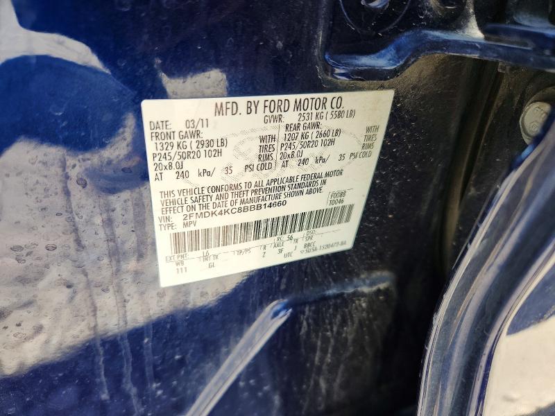 2011 Ford Edge მანქანა იყიდება აუქციონზე, vin: 2FMDK4KC8BBB14660, აუქციონის ნომერი: 60202716