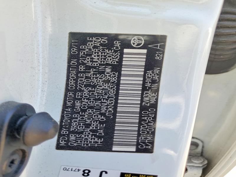 61001146 :رقم المزاد ، JTDKN3DUXB5313832 vin ، 2011 Toyota Prius مزاد بيع