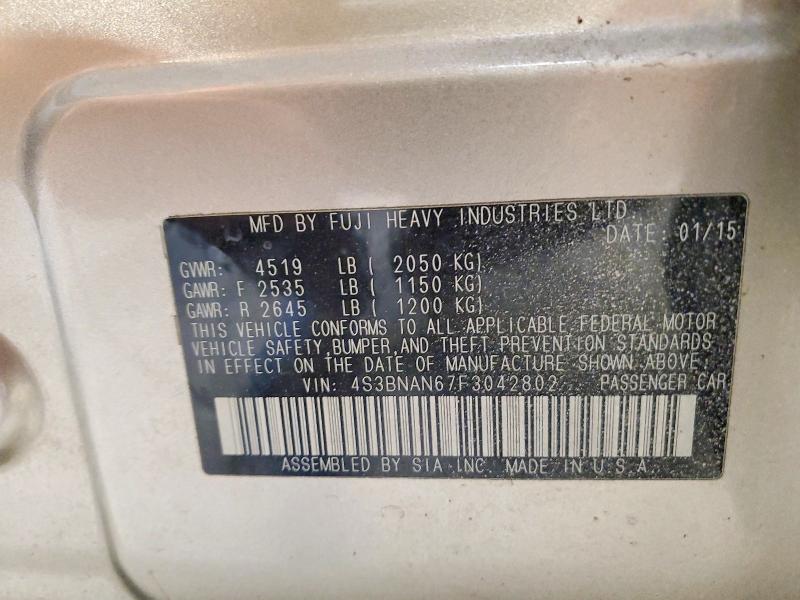 61747006 :رقم المزاد ، 4S3BNAN67F3042802 vin ، 2015 Subaru Legacy مزاد بيع