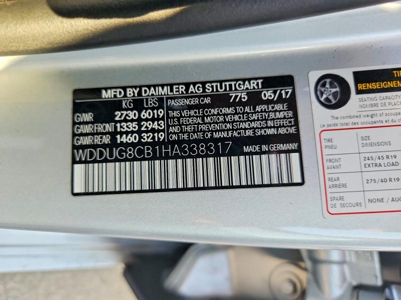 2017 Mercedes-benz S მანქანა იყიდება აუქციონზე, vin: WDDUG8CB1HA338317, აუქციონის ნომერი: 62066316