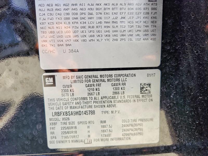 60806086 :رقم المزاد ، LRBFXBSA9HD145788 vin ، 2017 Buick Envision مزاد بيع