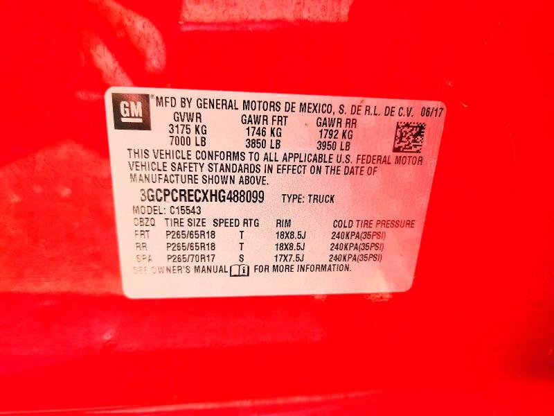 Aukcja sprzedaży 2017 Chevrolet Silverado, vin: 3GCPCRECXHG488099, numer aukcji: 60305536
