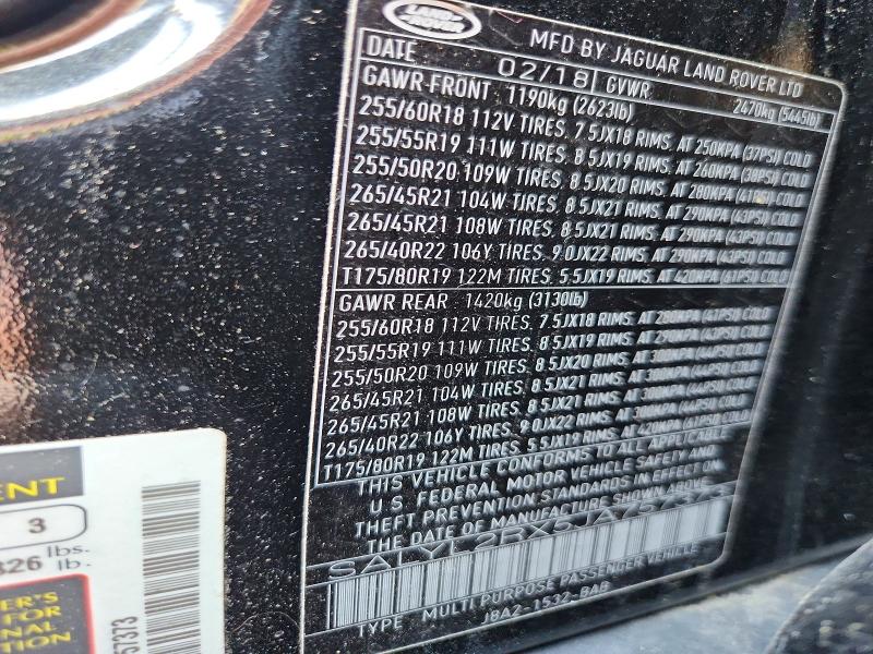 Aukcja sprzedaży 2018 Land Rover Range Rover Velar, vin: SALYL2RX5JA757373, numer aukcji: 61427626